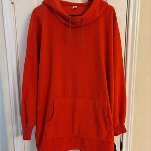 Old Navy Active Fleece Pullover Hoodie 2XL Unisex Red Funnel-Neck Tunic